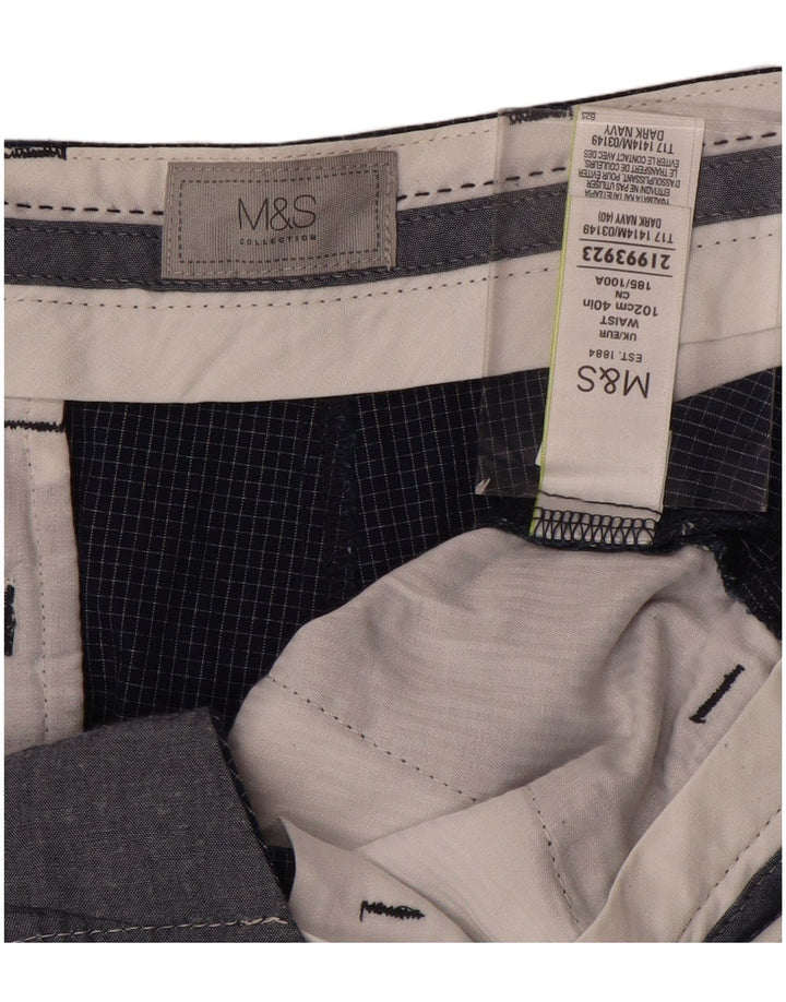 Ανδρικό σορτς Chino Marks & Spencer W40 XL Navy Blue Check Cotton