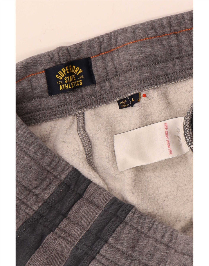 Ανδρική αθλητική φόρμα Superdry Παντελόνι μεγάλο γκρι χρώμα, βαμβακερό