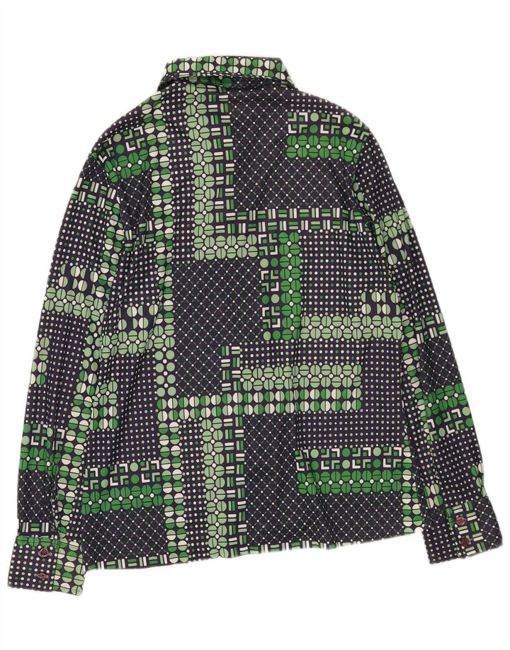 Vintage γυναικείο πουκάμισο UK 14 Medium Green Geometric