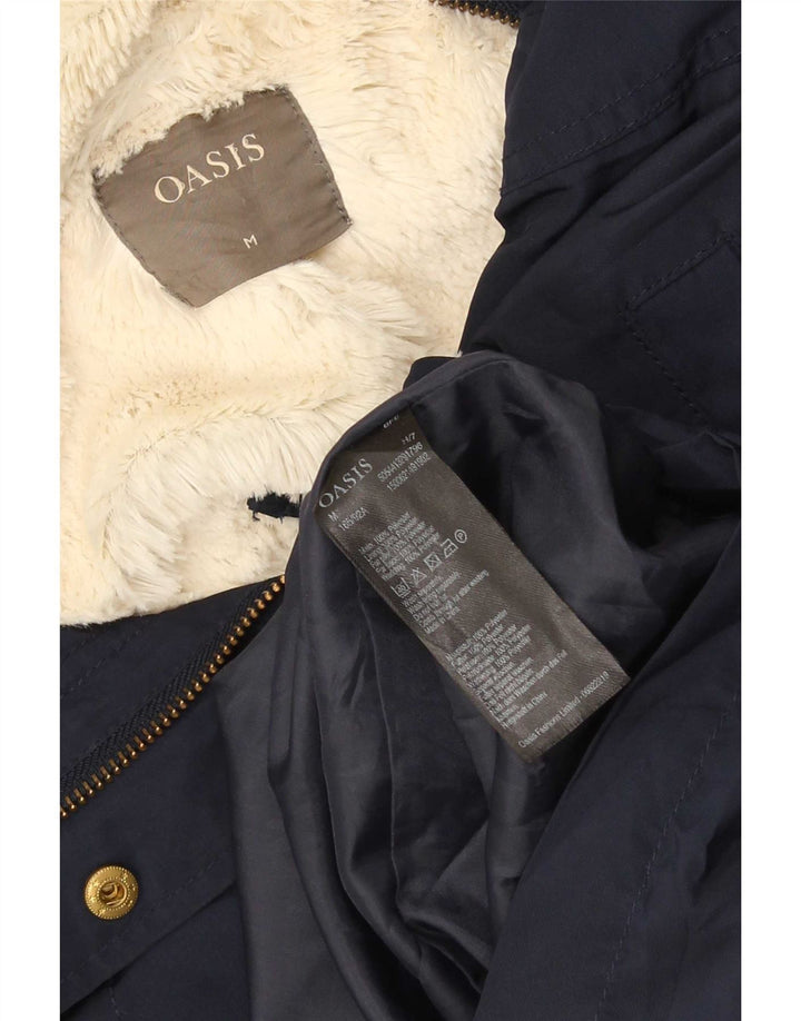 Γυναικείο Oasis Hooded Sherpa Parka Jacket UK 14 Medium Navy Blue Polyester