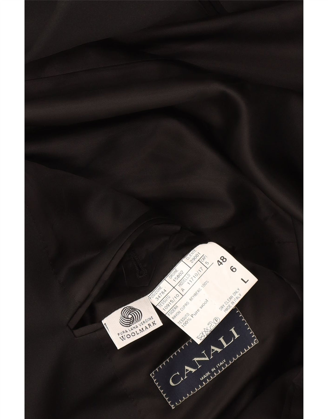 Canali Ανδρικό Longline 1 Button Jacket IT 48 Medium Black Virgin Wool