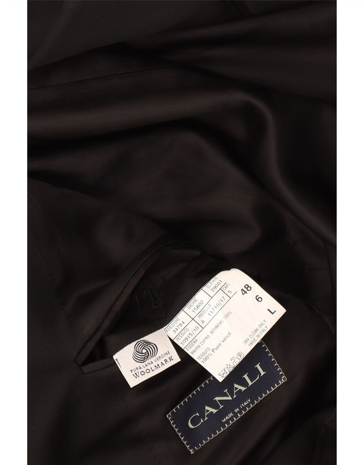 Canali Ανδρικό Longline 1 Button Jacket IT 48 Medium Black Virgin Wool