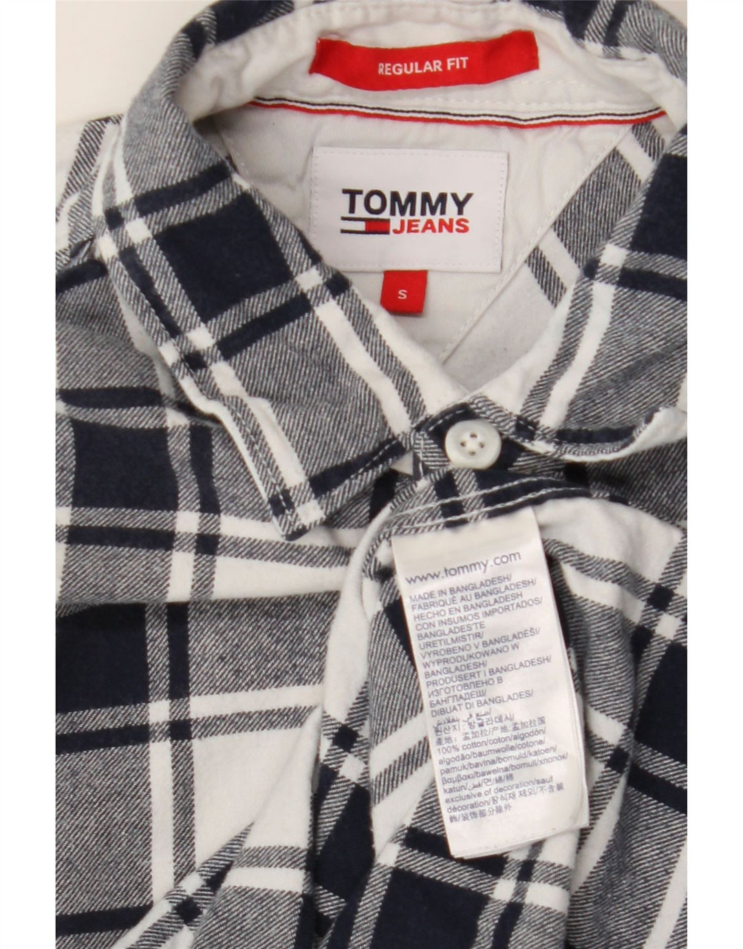 TOMMY HILFIGER Ανδρικό φανελένιο πουκάμισο με κανονική εφαρμογή Μικρό μπλε ναυτικό βαμβακερό καρό