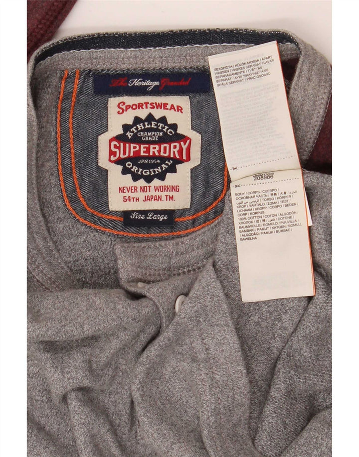 Superdry Ανδρικό μακρυμάνικο μπλουζάκι Large Grey Colorblock Βαμβακερό