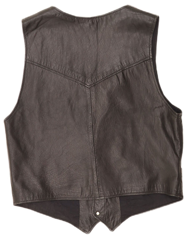 Vintage Ανδρικό Δερμάτινο Gilet Medium Μαύρο