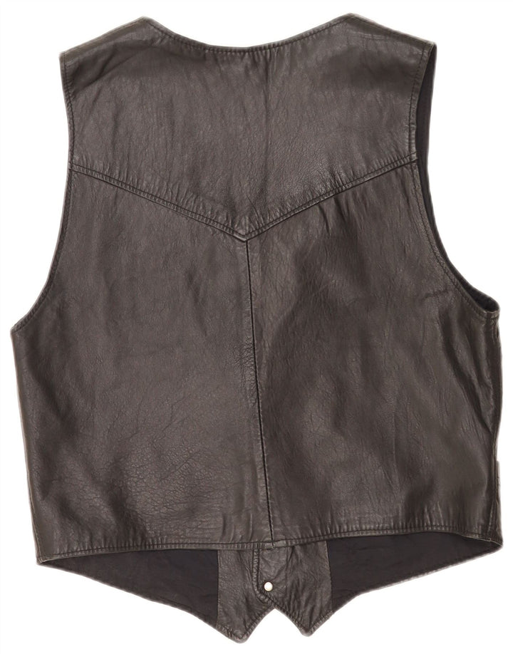 Vintage Ανδρικό Δερμάτινο Gilet Medium Μαύρο