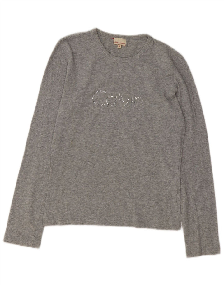 Γυναικείο τζιν Calvin Klein με γραφικό μακρυμάνικο UK 12 μεσαίου γκρι φλύκταινες