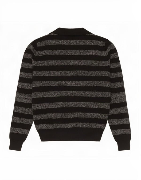 Marks & Spencer Womens Polo Neck Jumper Sweater UK 16 Large Black Striped