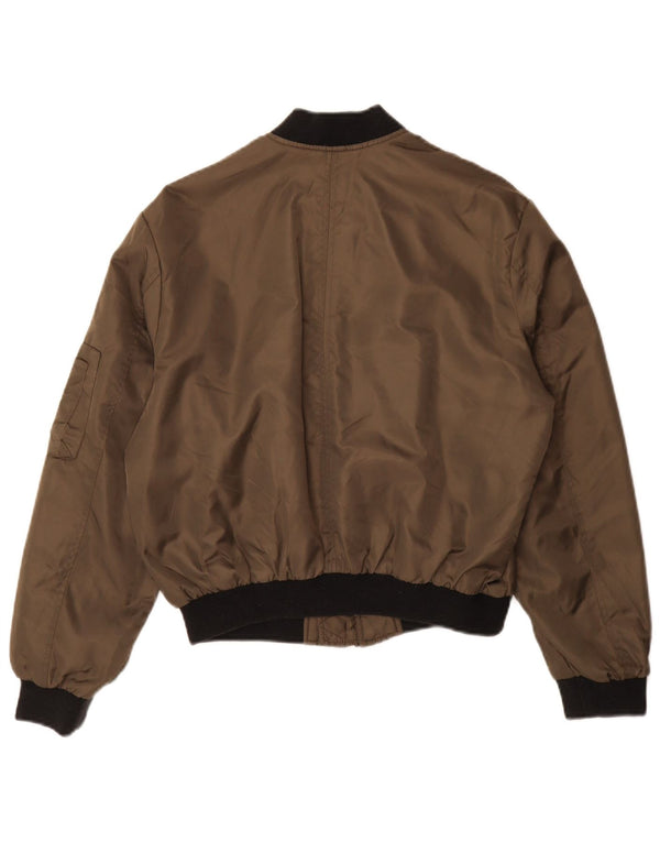 Zara Womens Oversized Bomber Jacket UK 10 Small Khaki Colourblock Polyamide