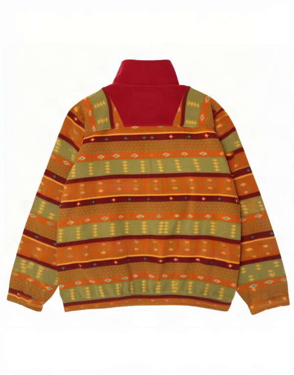 Vintage Ανδρικό φερμουάρ Fleece Jumper XL Πολύχρωμο Γεωμετρικό