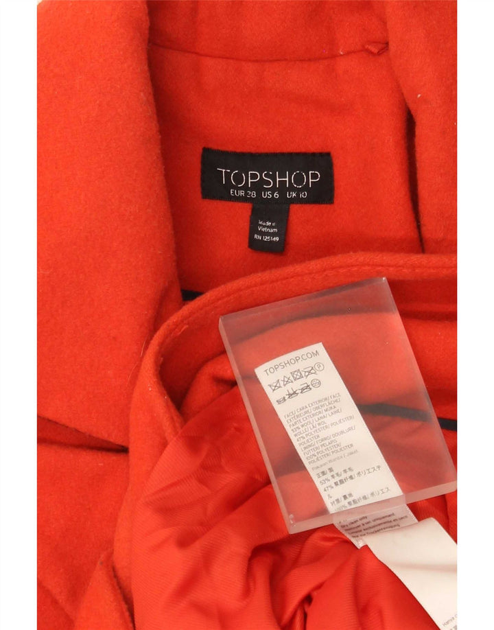 Topshop Γυναικείο παλτό με διπλό στήθος UK 10 Small Orange Wool
