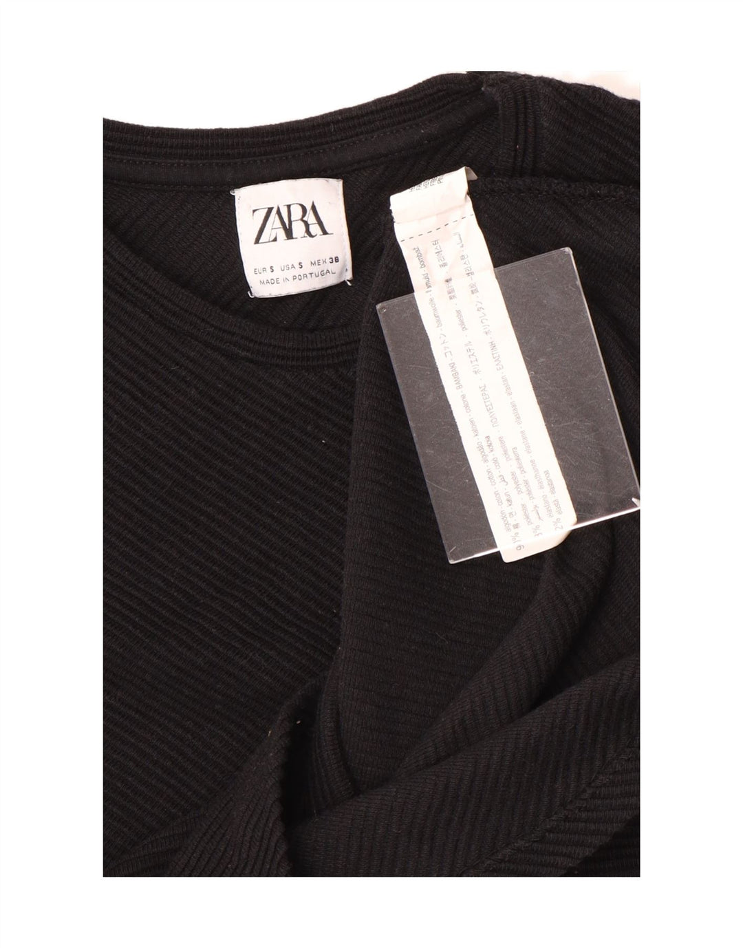 Ανδρικό τοπ Zara μακρυμάνικο μικρό μαύρο βαμβακερό