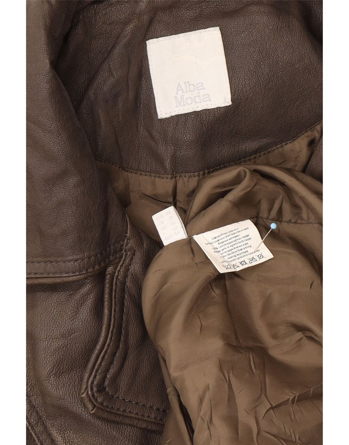 ALBA MODA Γυναικείο Στρατιωτικό Δερμάτινο Παλτό UK 20 2XL Καφέ Δερμάτινο