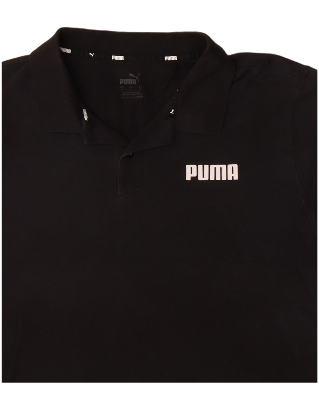 Ανδρικό μπλουζάκι πόλο PUMA μεγάλο μαύρο βαμβακερό
