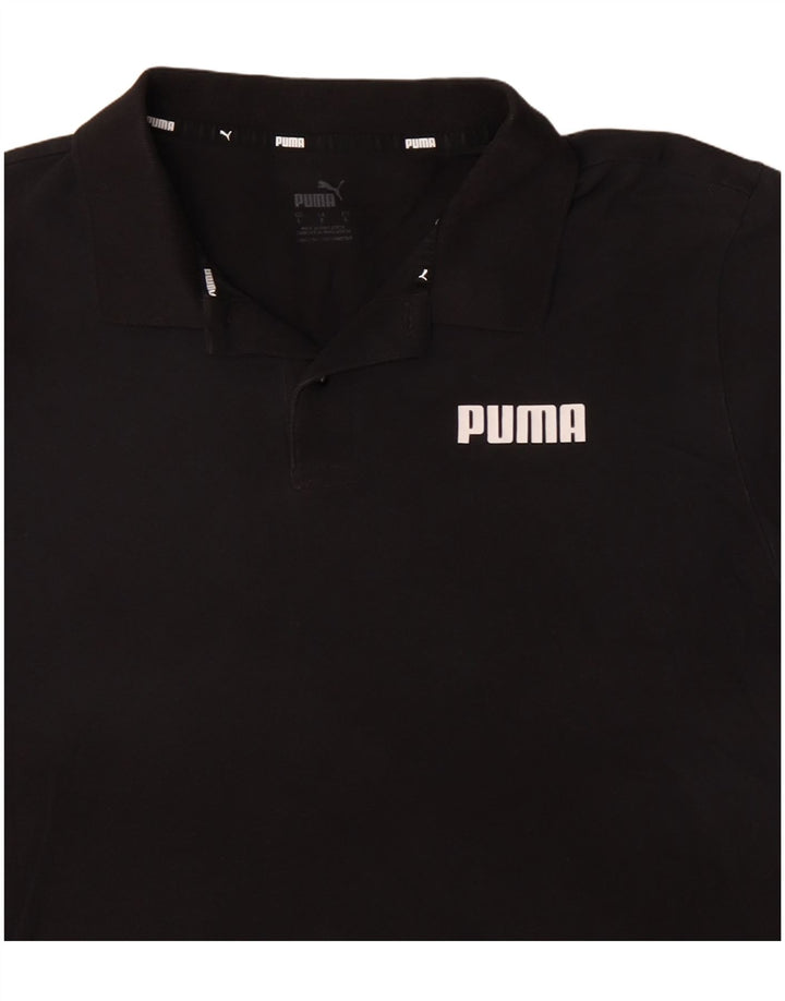 Ανδρικό μπλουζάκι πόλο PUMA μεγάλο μαύρο βαμβακερό