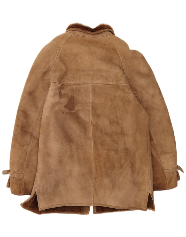 Vintage Ανδρικό Shearling Jacket IT 48 Δερμάτινο Μεσαίο Καφέ