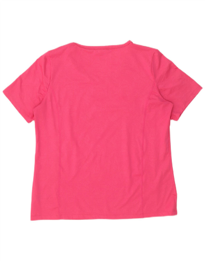 Champion Γυναικείο T-Shirt Top UK 16 Large Pink Geometric Polyester
