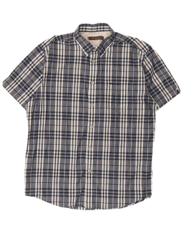 Ανδρικό κοντομάνικο πουκάμισο Ben Sherman XL Μπλε μπλέ βαμβακερό