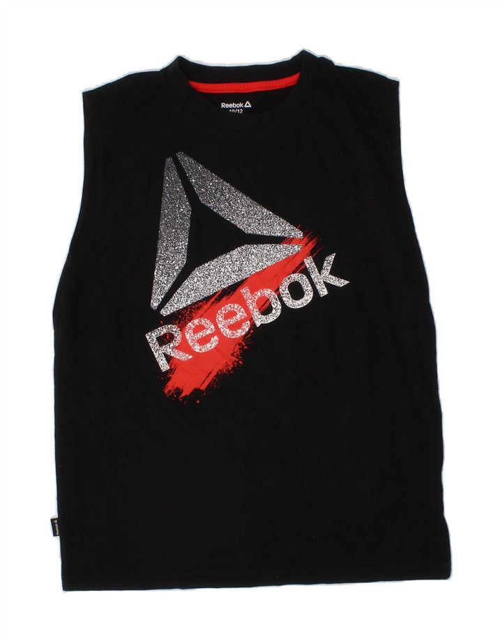 REEBOK Boys Graphic Vest Top 10-11 Years Large  Black Cotton Vintage Reebok and Second-Hand Reebok from Messina Hembry 