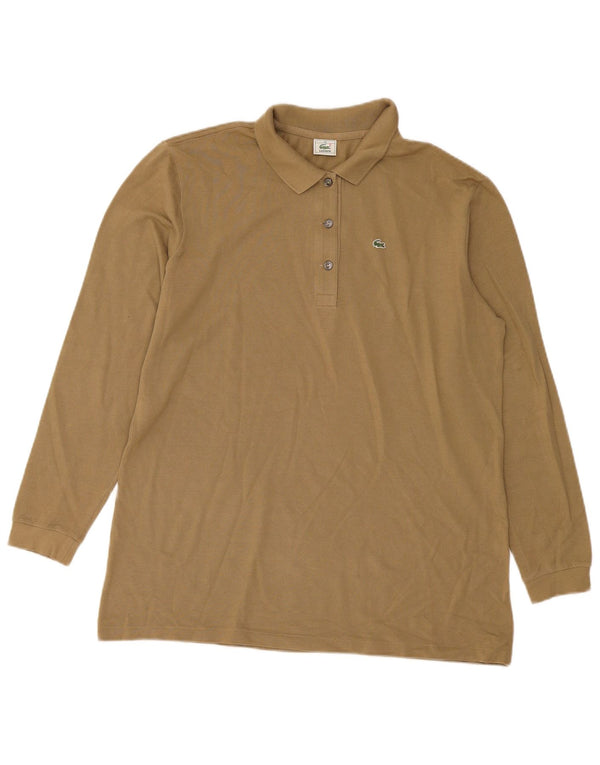 Γυναικείο μακρυμάνικο μπλουζάκι πόλο Lacoste 46 XL, βαμβακερό χακί