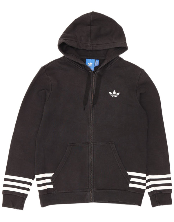 Ανδρικό πουλόβερ με κουκούλα με φερμουάρ Adidas, μεσαίο μαύρο βαμβακερό αθλητικό