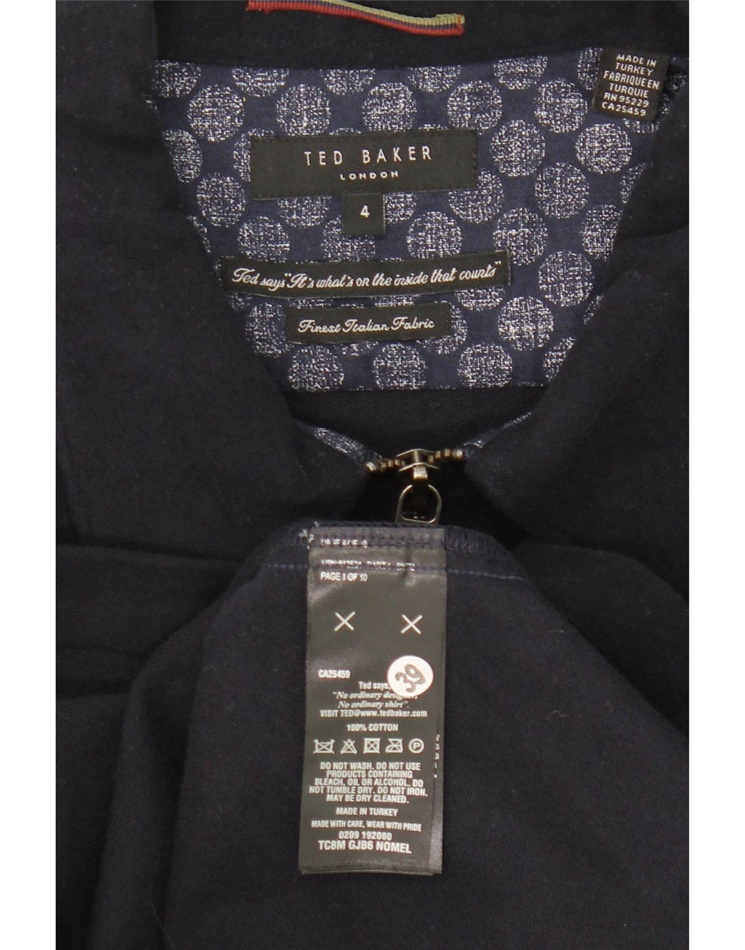 Ted Baker Ανδρικό μπουφάν Bomber Size 4 Large Navy Blue από βαμβάκι