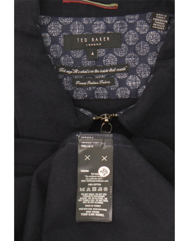 Ted Baker Ανδρικό μπουφάν Bomber Size 4 Large Navy Blue από βαμβάκι