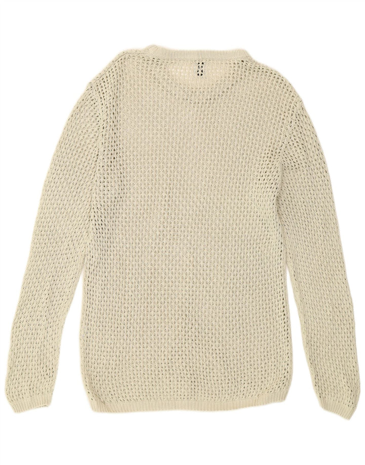 Ανδρικό πουλόβερ Zara See Through Crew Neck Jumper Μεγάλο Μπεζ