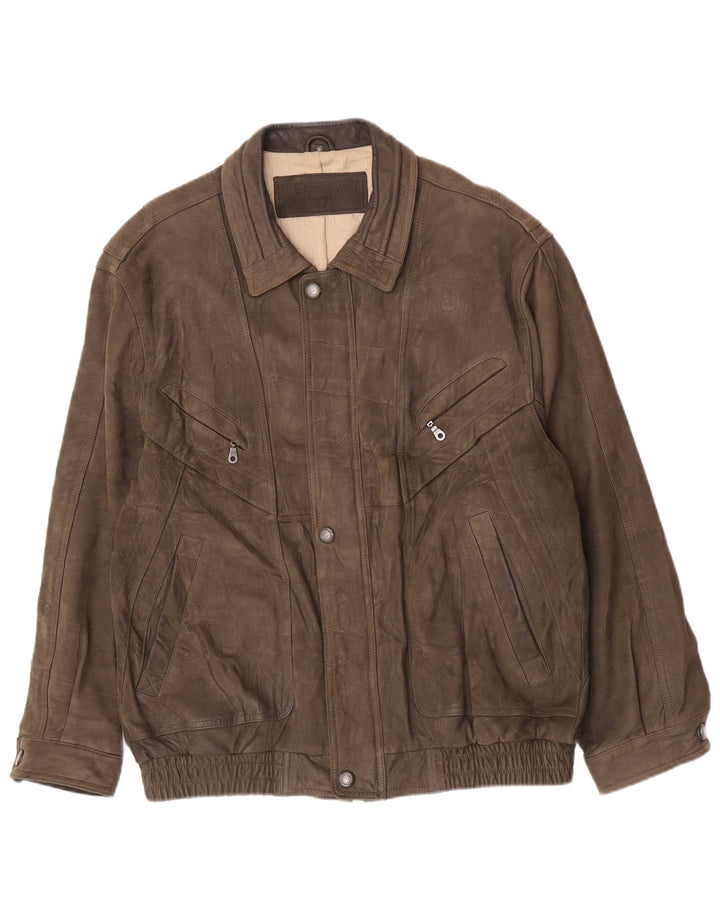 WESTBURY Ανδρικό Suede Bomber Jacket IT 58 4XL Χακί Δερμάτινο