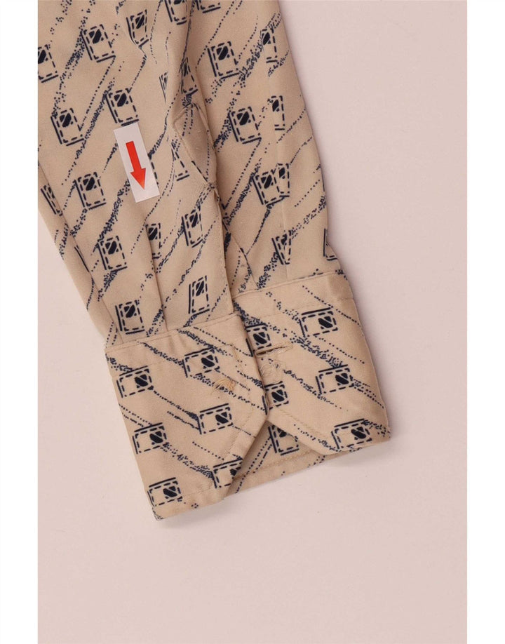 Vintage γυναικείο πουλόβερ πουκάμισο UK 12 Medium Beige γεωμετρικό