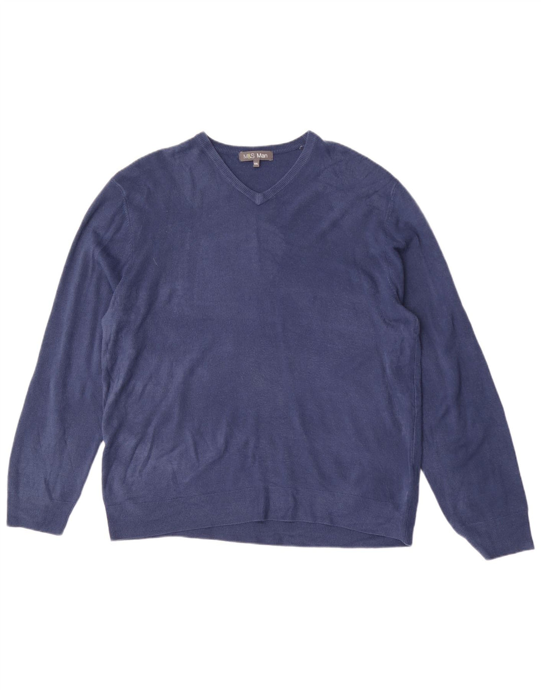 MARKS & SPENCER Ανδρικό πουλόβερ με λαιμόκοψη 2XL μπλε ακρυλικό