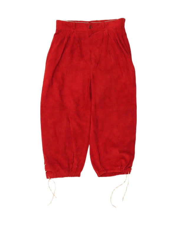 Vintage γυναικείο ψηλόμεσο σουέτ παντελόνι Capri W26 L19 Red Retro