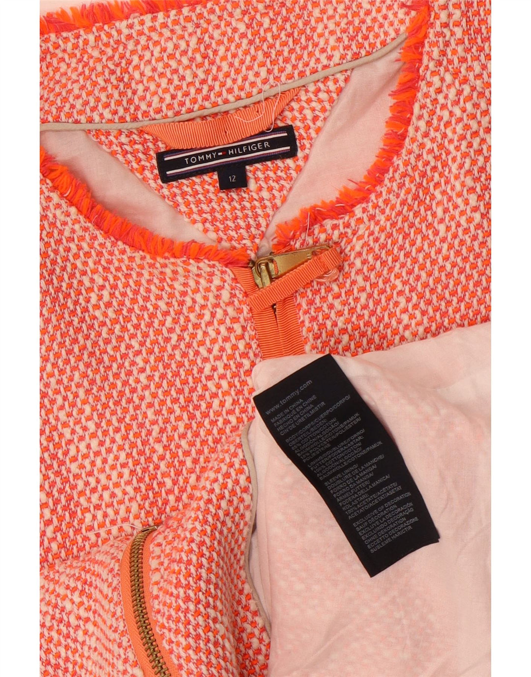 Tommy Hilfiger Γυναικείο Μπουφάν Μπλέιζερ Crop US 12 Μεγάλο Πορτοκαλί Βαμβακερό