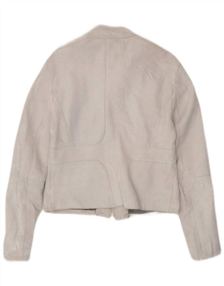 Vintage Γυναικείο Crop Δερμάτινο Μπουφάν UK 18 XL Off White Leather