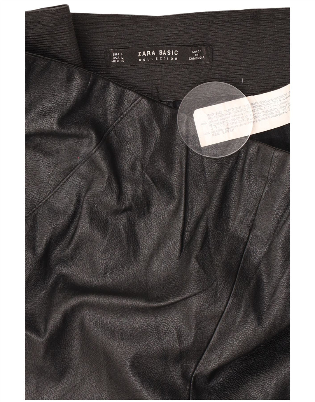 Γυναικείο παντελόνι Zara Slim Faux Leather Large W34 L27 Μαύρο Πολυουρεθάνη