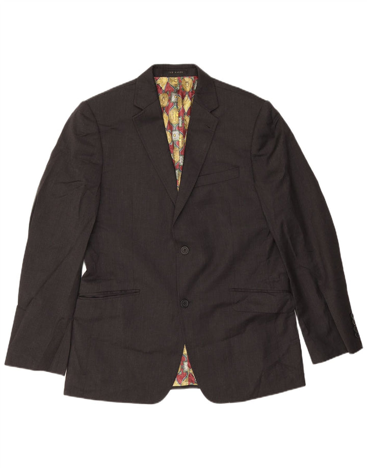 Ted Baker Ανδρική φόρμα 2 κουμπιών UK 40 μεγάλη W34 L31 Γκρι μαλλί