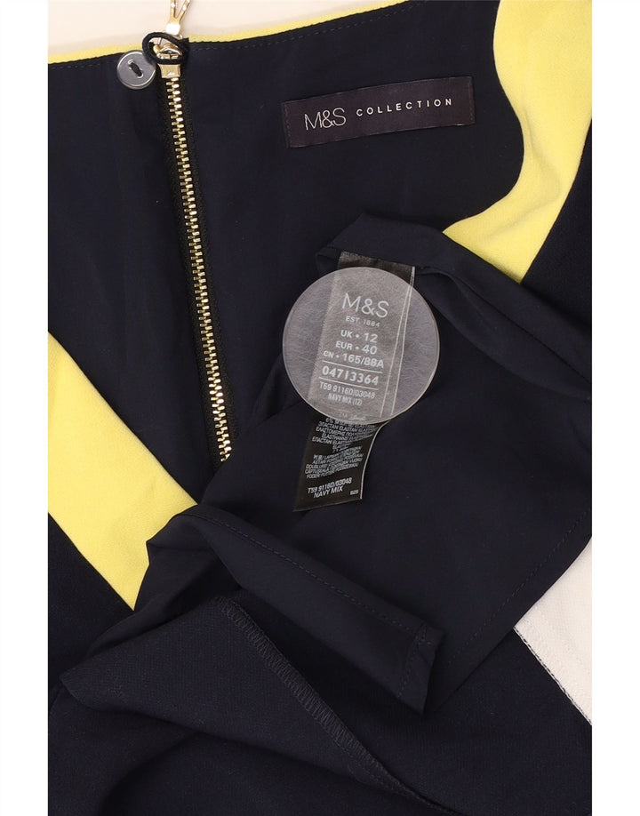 Γυναικείο φόρεμα Bodycon Marks & Spencer UK 12 Medium Navy Blue Colourblock