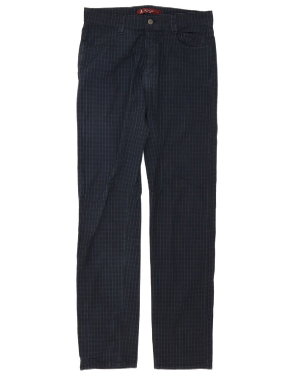 SIVIGLIA Ανδρικό ίσιο casual παντελόνι W31 L34 Navy Blue Check Cotton