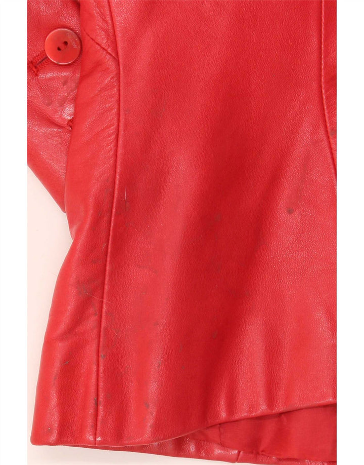 Marc Cain Γυναικείο δερμάτινο σακάκι με 4 κουμπιά US Small Red