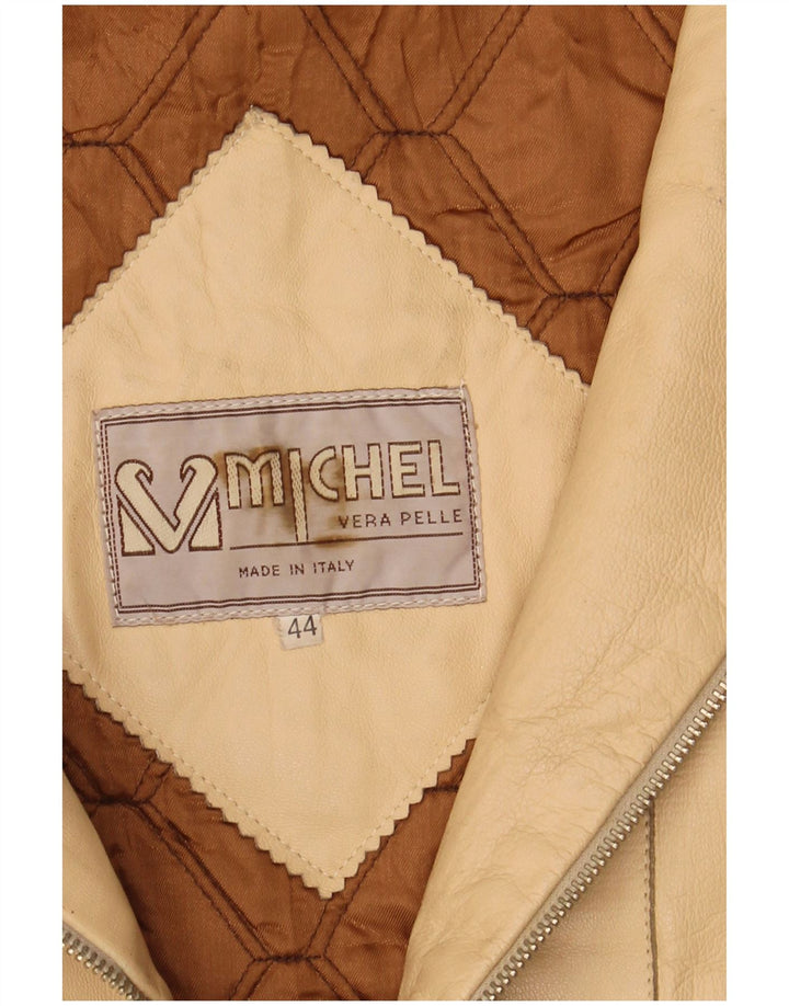 Michel Γυναικείο Δερμάτινο Μπουφάν Oversized με Κουκούλα IT 44 Medium Beige Leather