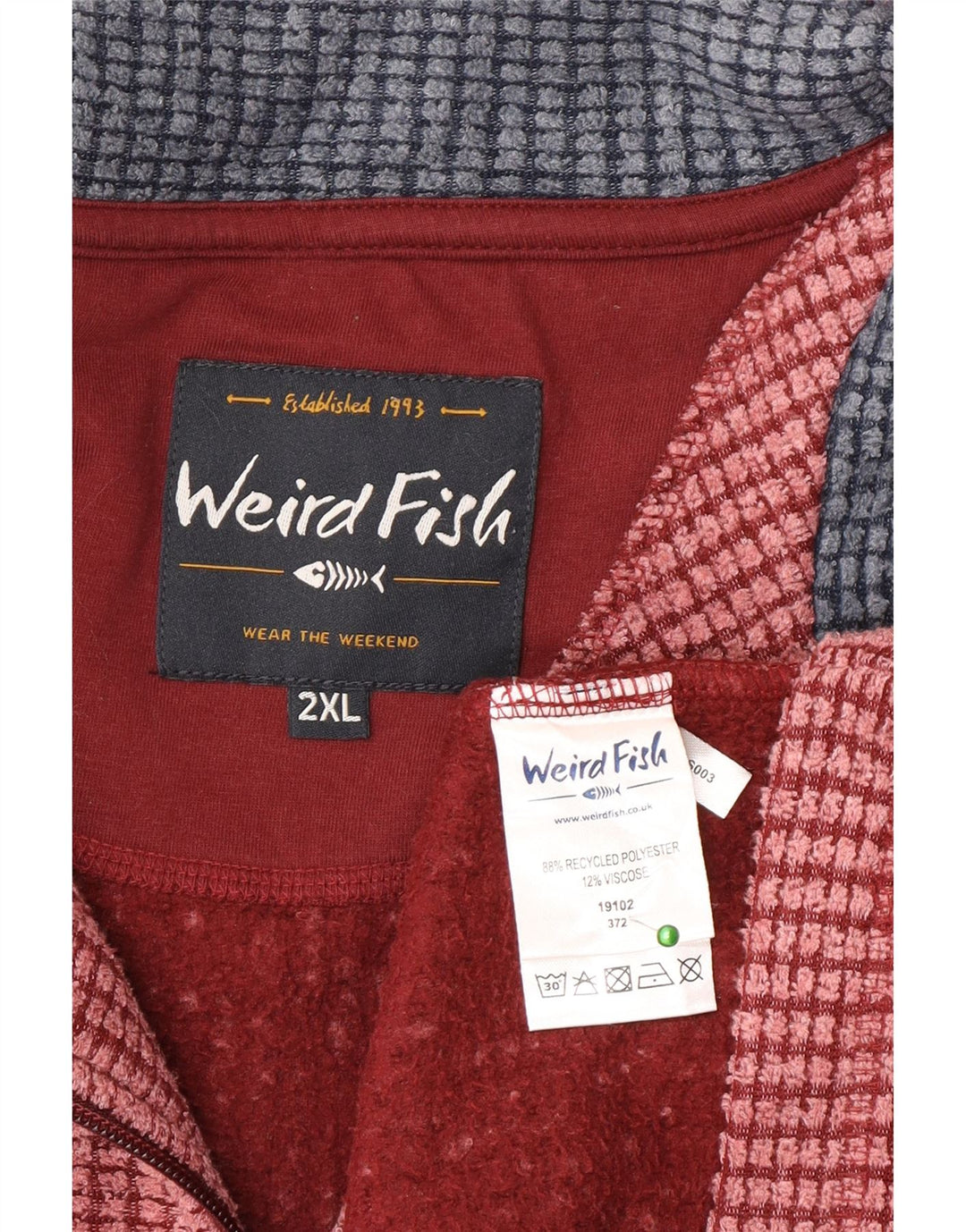 Weird Fish Mens Zip Fleece Jumper 2XL Pink Polyester