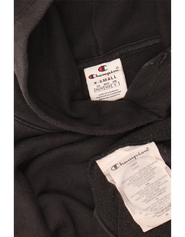 CHAMPION Γυναικείο Crop Oversized Hoodie Jumper UK 6 XS Μαύρο βαμβακερό