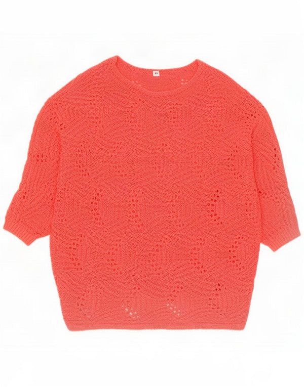 Vintage γυναικείο 3/4 μανίκι Boat Neck Jumper πουλόβερ UK 20 2XL Pink