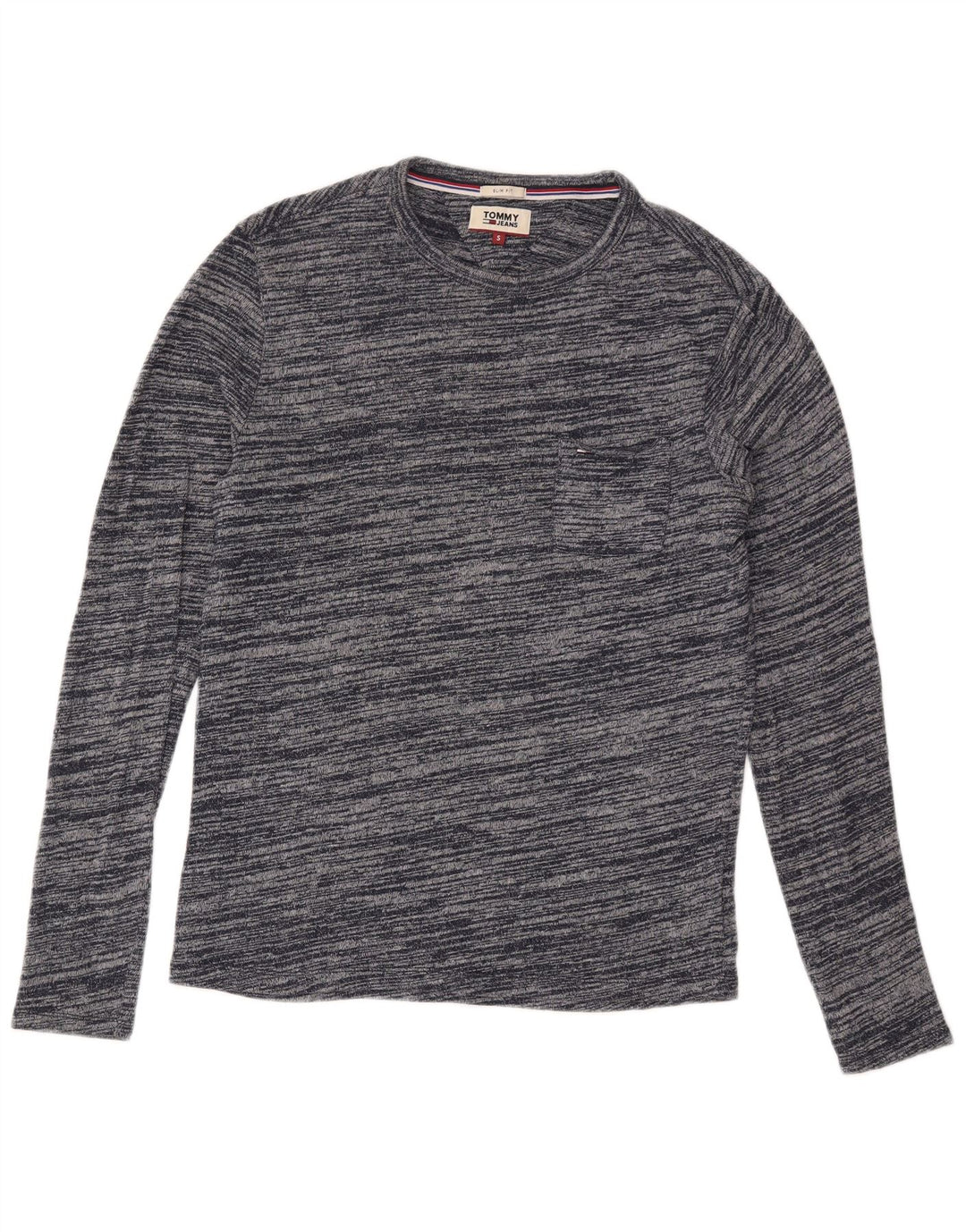 Ανδρικό πουλόβερ με λαιμόκοψη Tommy Hilfiger Small Navy Blue Pinstripe