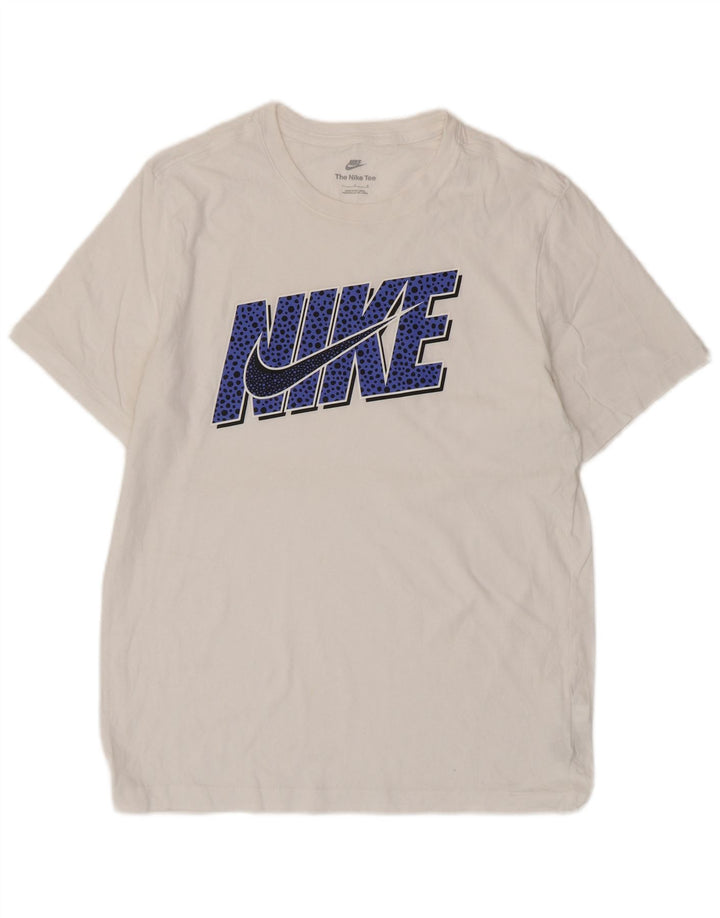 Ανδρικό γραφικό μπλουζάκι Nike, μεγάλο λευκό βαμβακερό