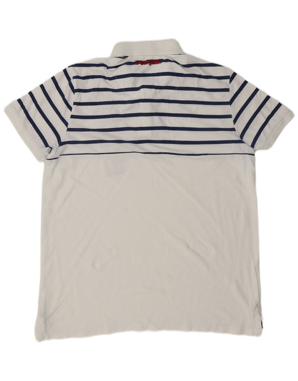 DESIGUAL Ανδρικό γραφικό μπλουζάκι πόλο 2XL Λευκό ριγέ