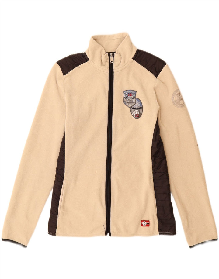 NAPAPIJRI Γυναικείο Fleece Jacket UK 14 Large Beige Colourblock Polyester