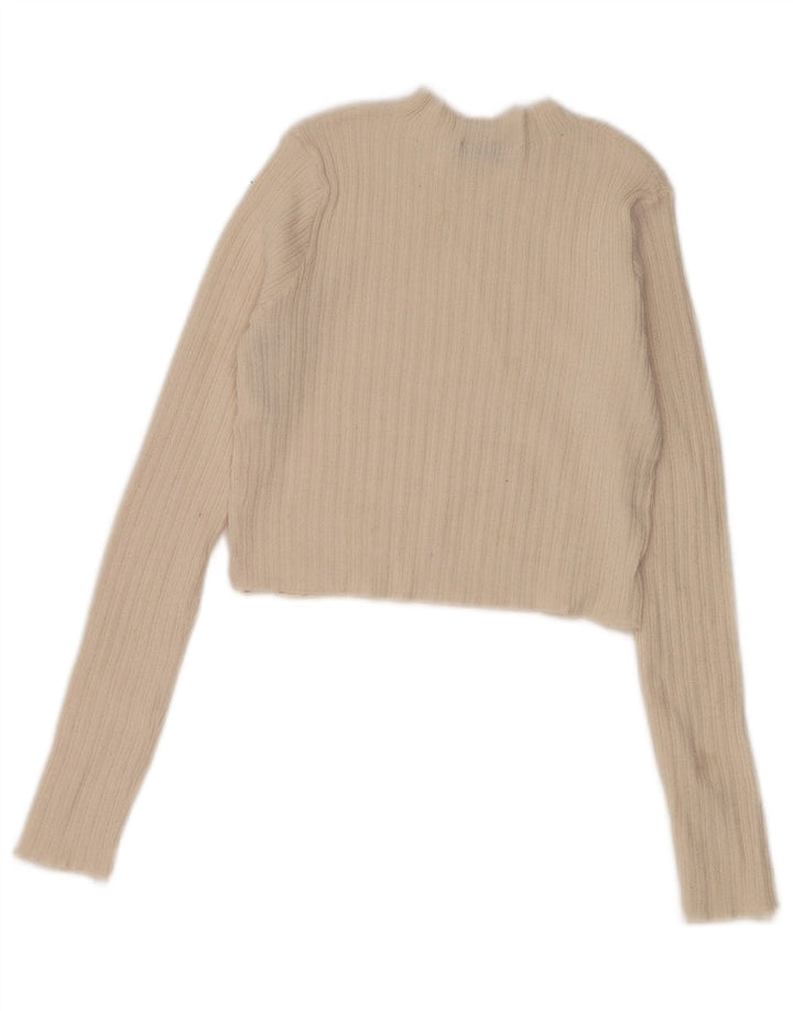 Zara Γυναικείο πουλόβερ με λαιμόκοψη χελώνας UK 8 Small Off White Polyester