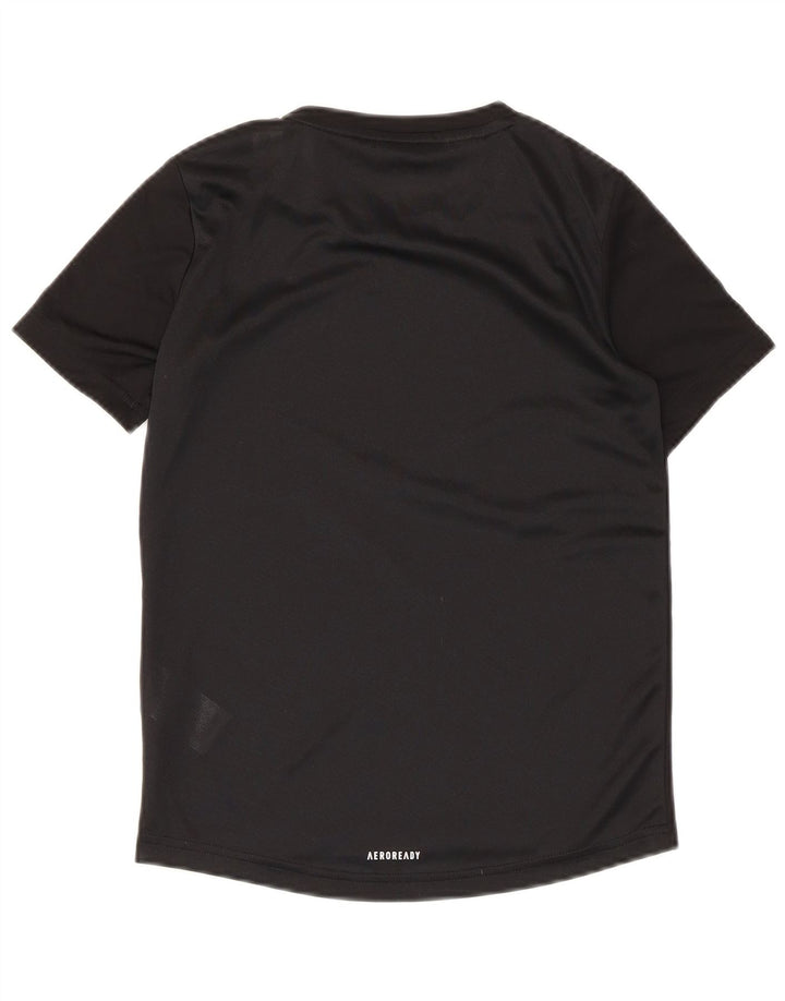 Adidas Boys Aeroready T-Shirt Top 9-10 Years Black Polyester