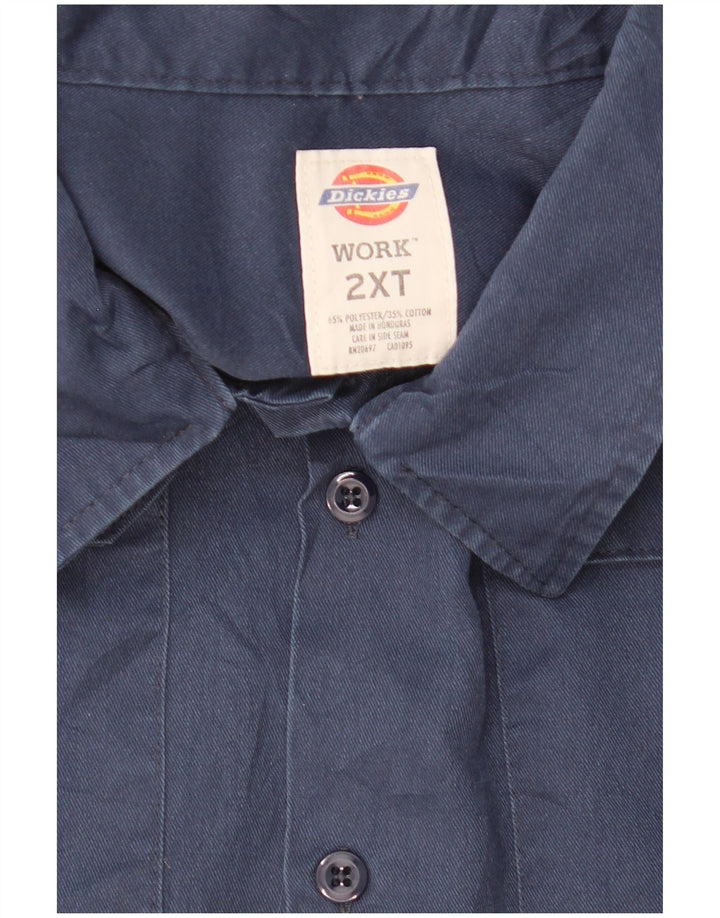 DICKIES Ανδρικό ψηλό κοντομάνικο πουκάμισο 2XL Navy Blue Polyester